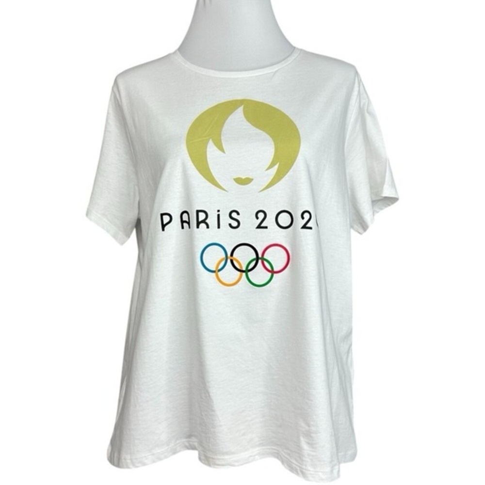 Paris 2024 Olympics‎ Official Graphic T-Shirt White Gold Womens XL NWT
